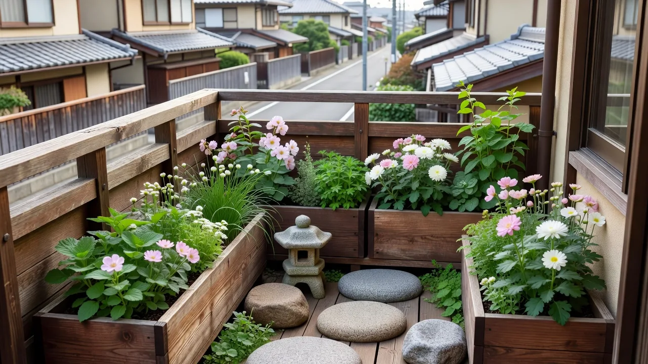 バルコニーの日本庭園